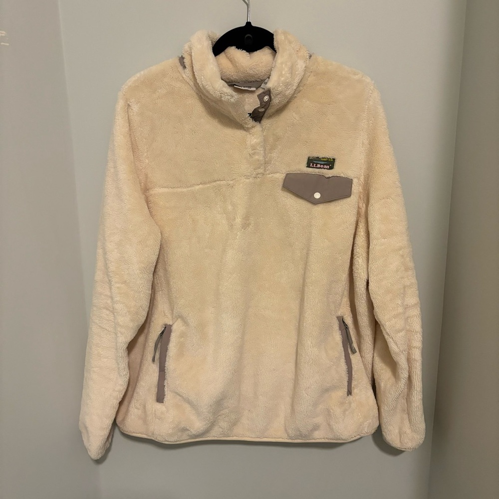 LL Bean Cream Fleece Pullover